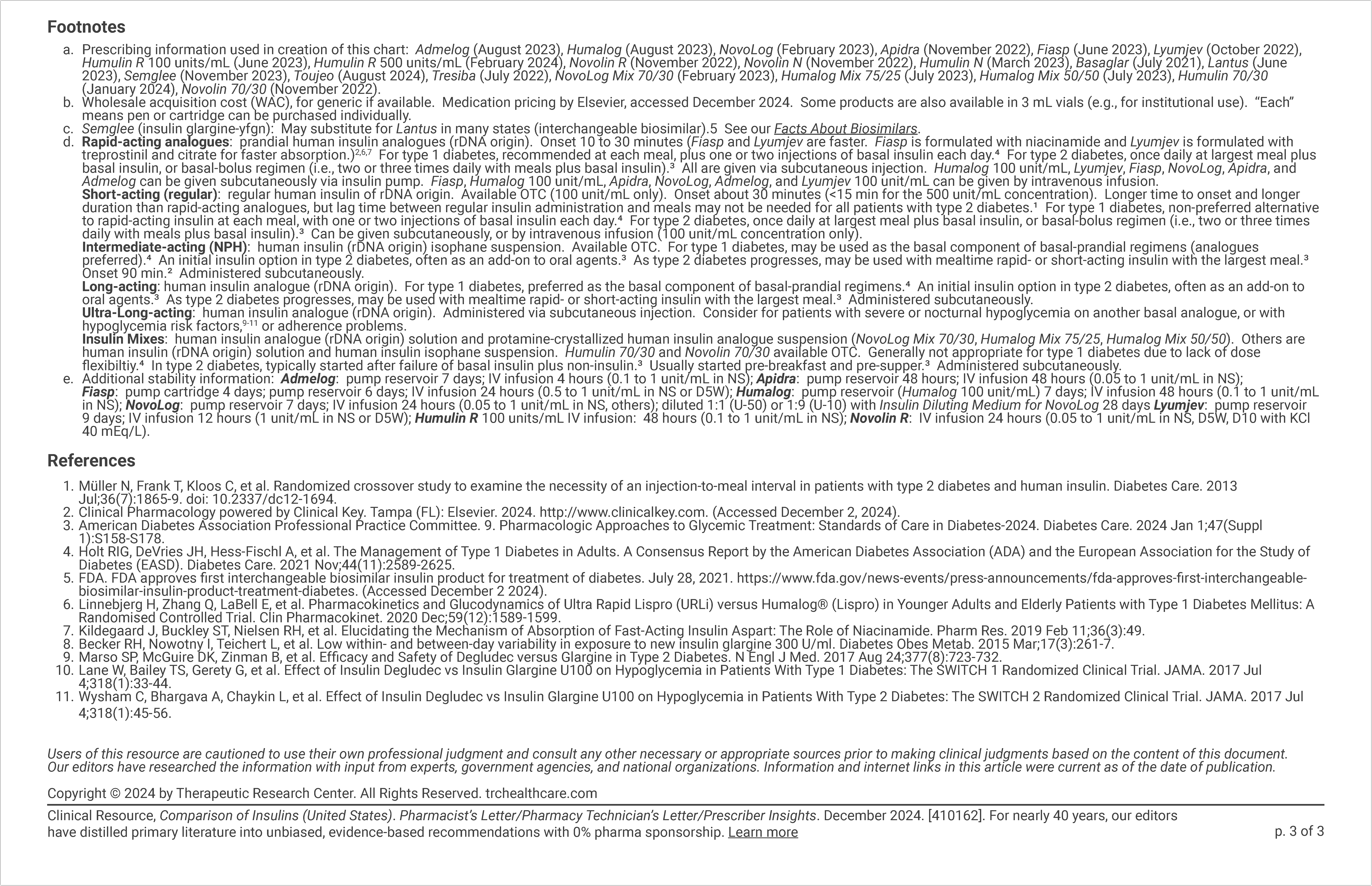 Comparison of Insulins (United States) Pg 3
